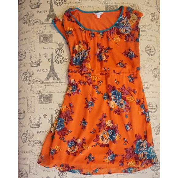 Charming Charlie Dresses Orange Flower Dress Poshmark